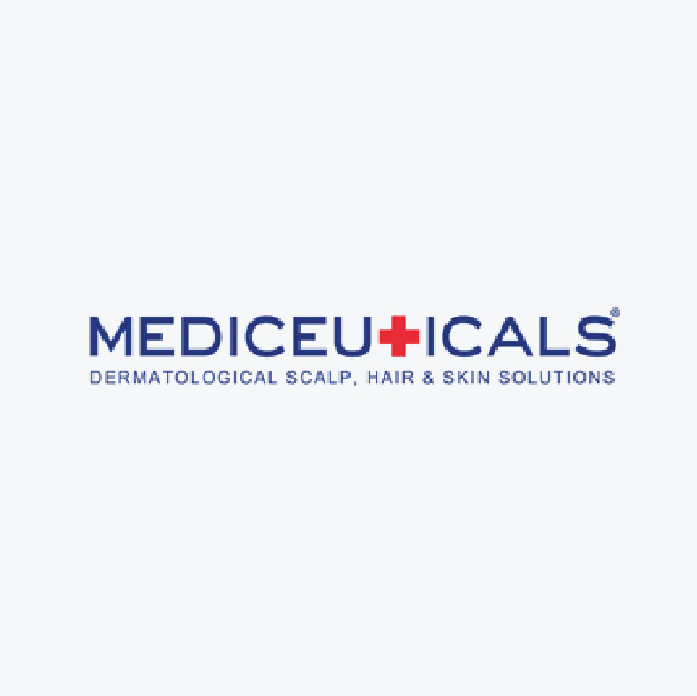 The logo for mediceuticals is a dermatological scalp , hair and skin solution company.