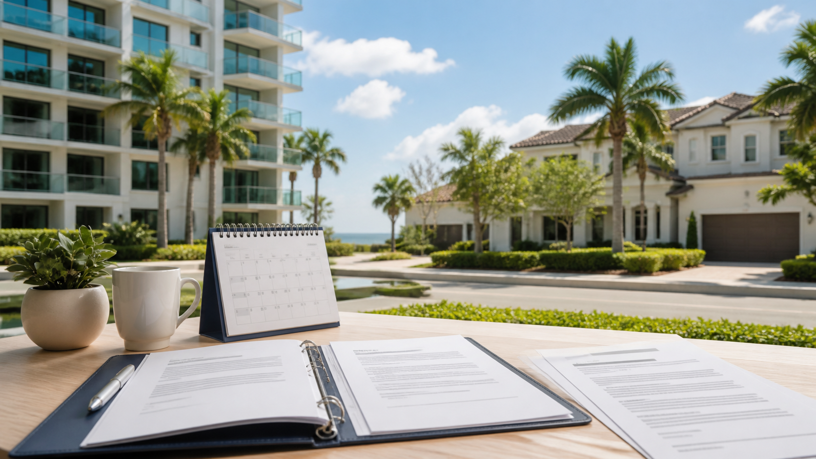South Florida condominium and HOA documents being reviewed for rental restrictions before leasing a property.