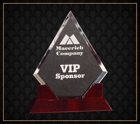 A diamond shaped plaque that says vip sponsor on it