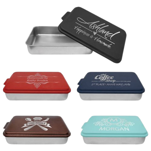 A variety of stainless steel containers with different designs on them