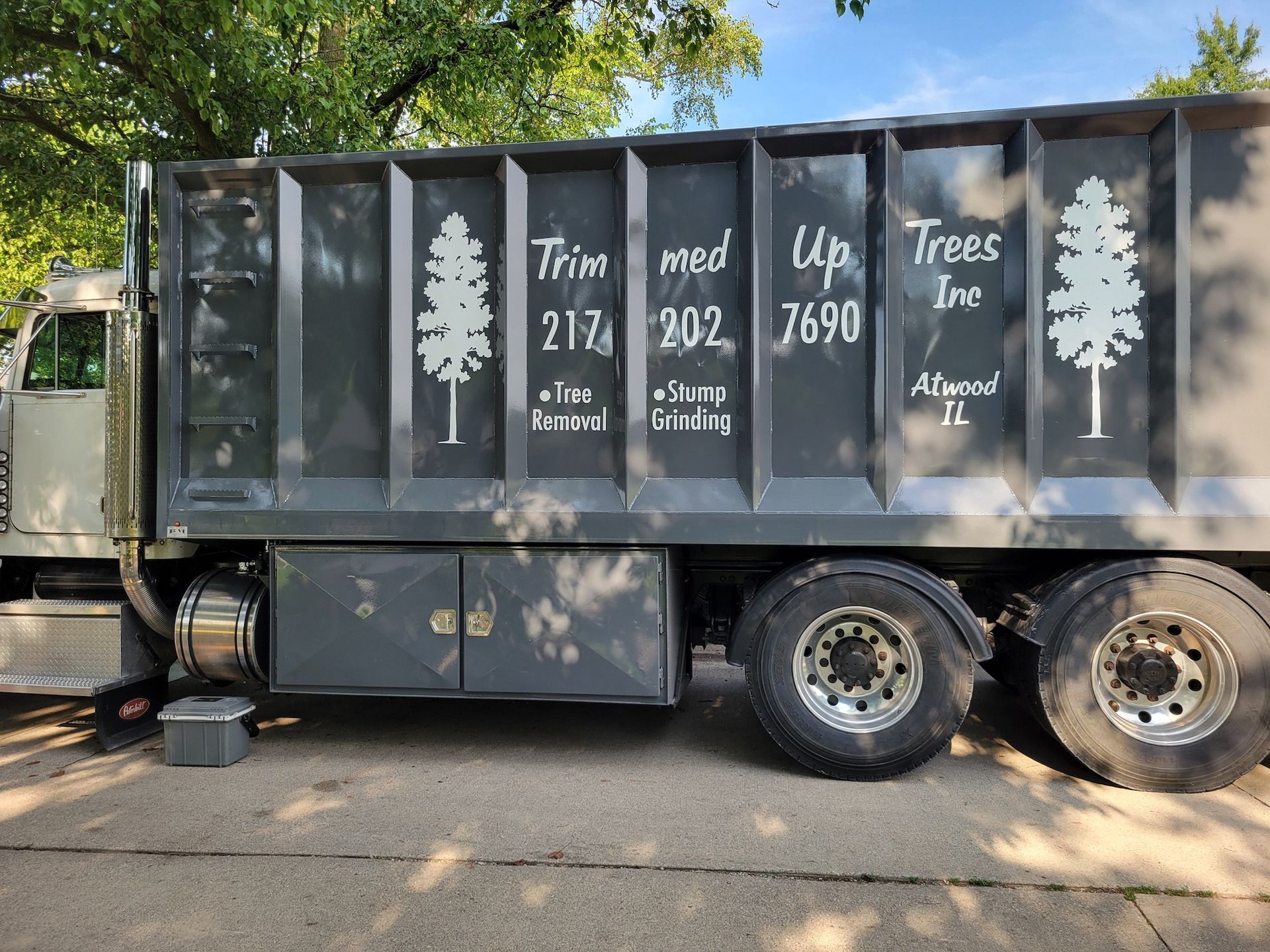 Gray dump truck with 