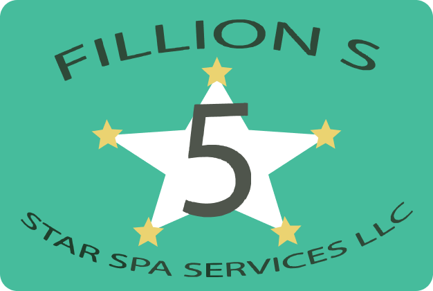 A black and white logo for Fillion 's 5 Star Spa Services.