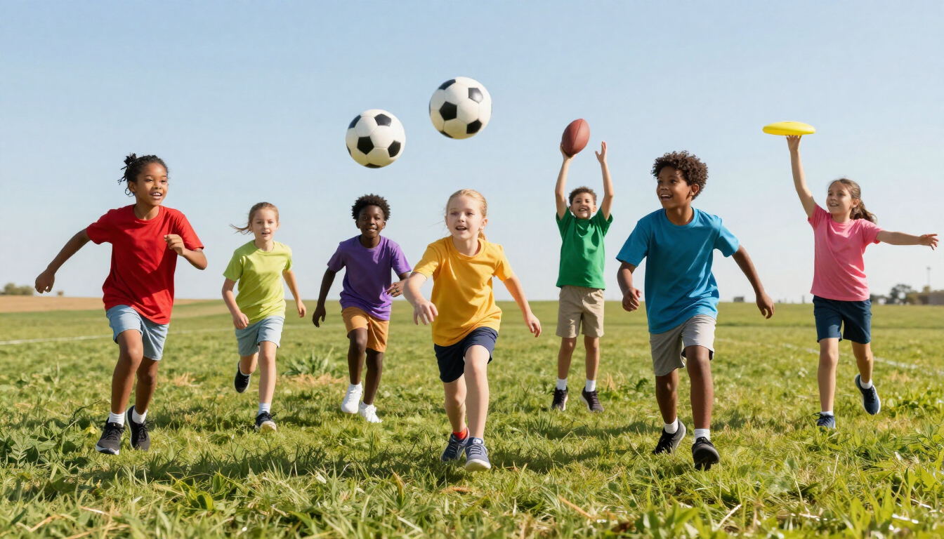 Close up of sports equipment on a green field.