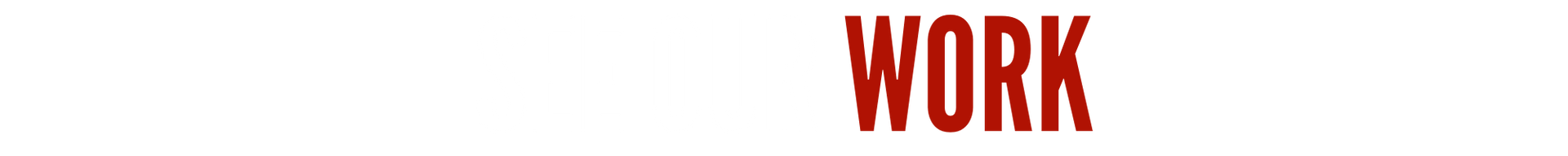 Red “WORK” text on a white background.