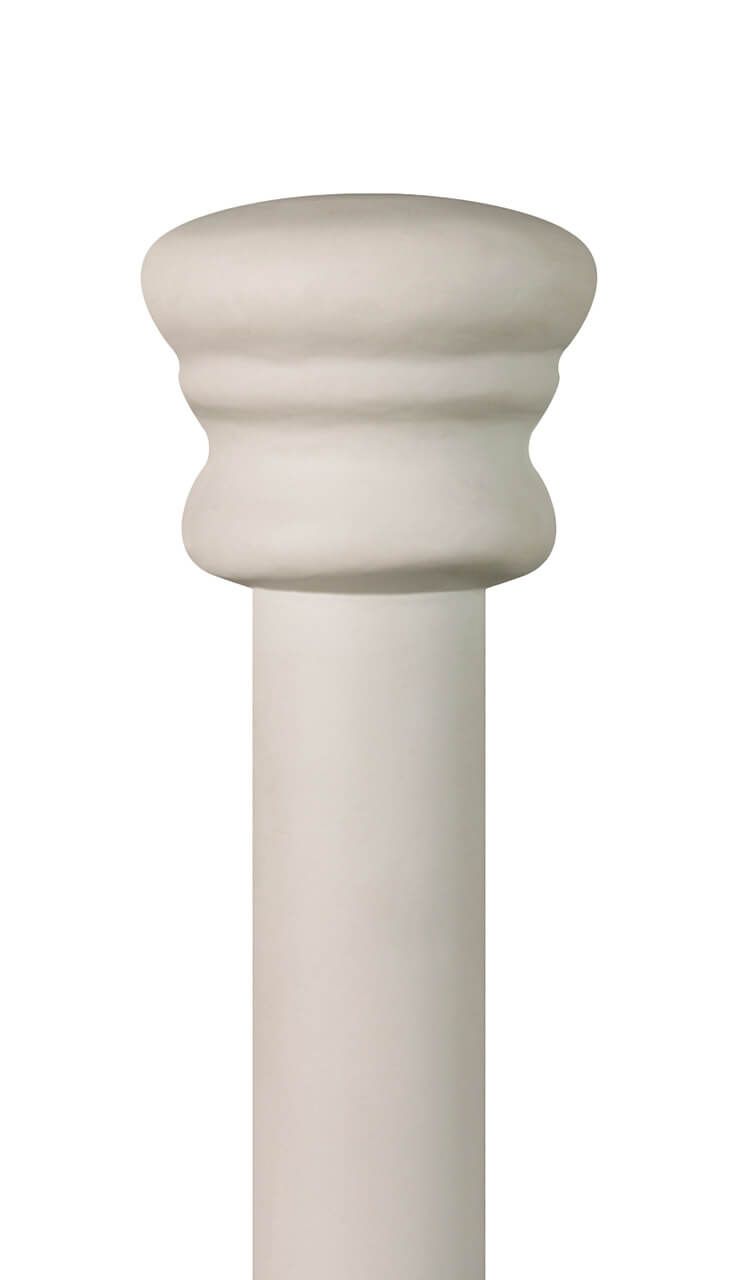 A white pole with a round top on a white background.