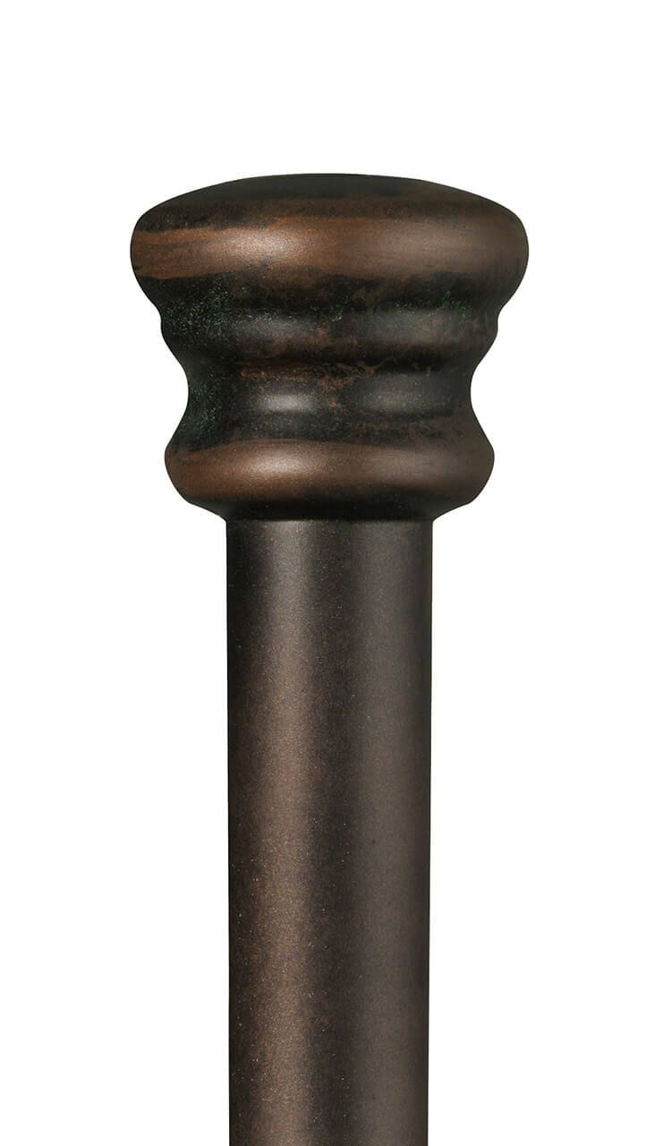 A close up of a brown pole on a white background.