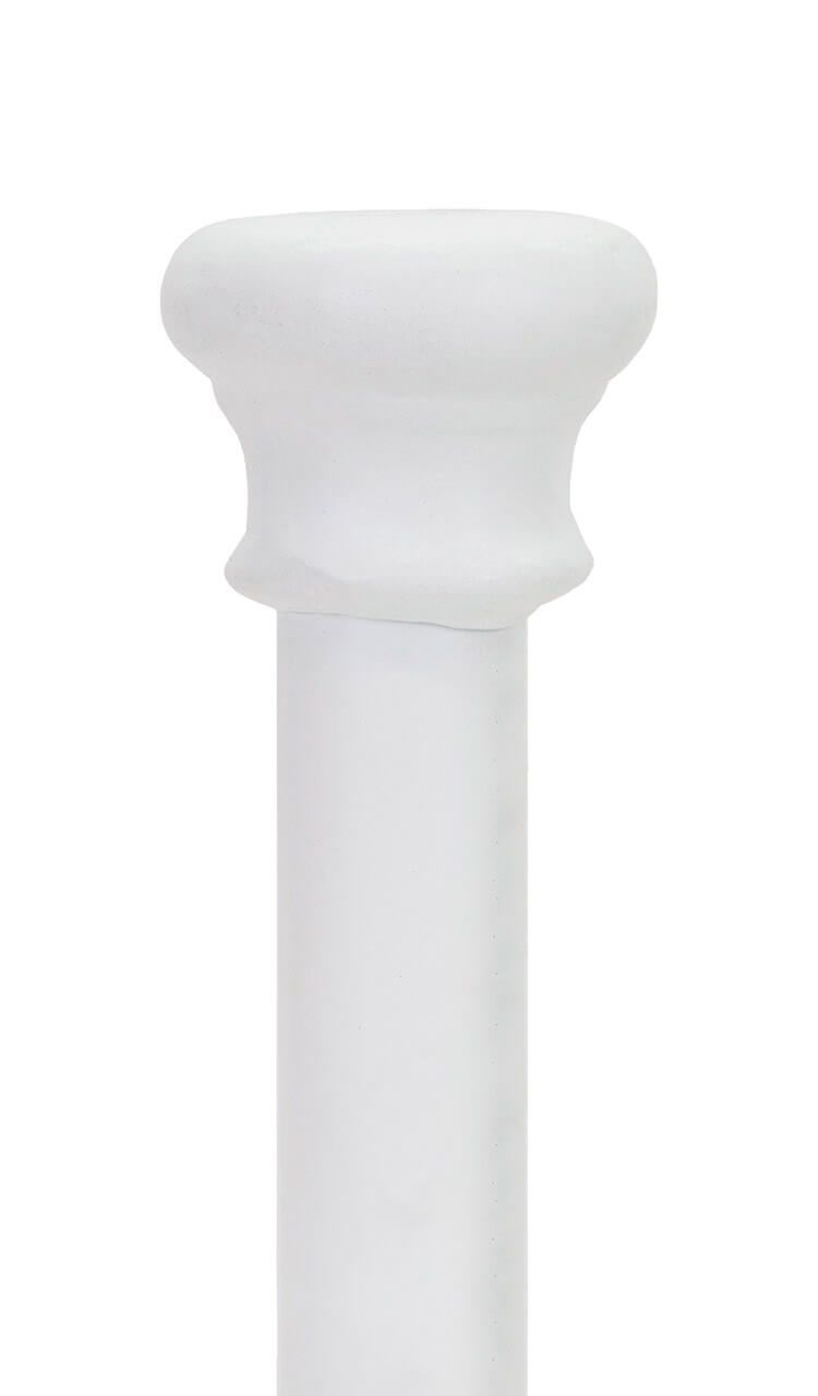 A close up of a white pole on a white background.