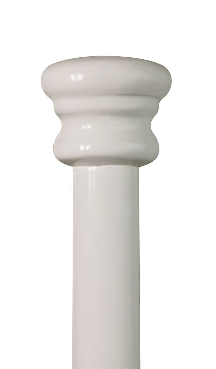 A white pole with a round top on a white background.