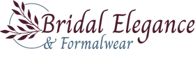 Bridal Elegance & Formalwear logo in burgundy and teal with a floral leaf design