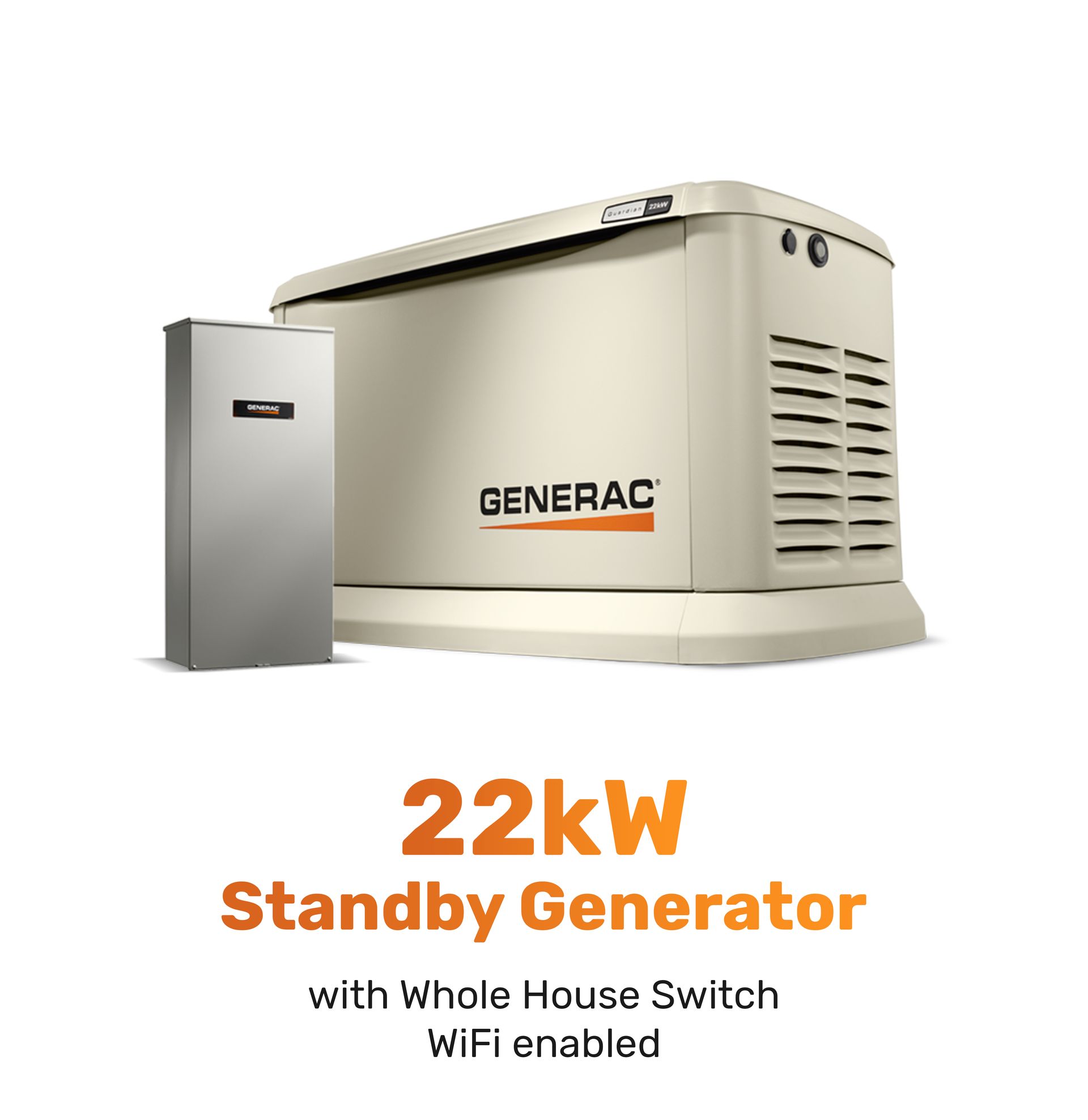 A 22kw standby generator with whole house switch wifi enabled