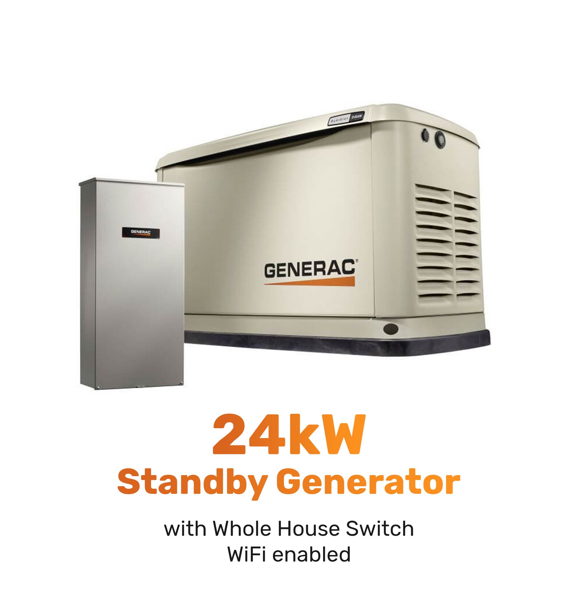 A 24kw standby generator with whole house switch wifi enabled