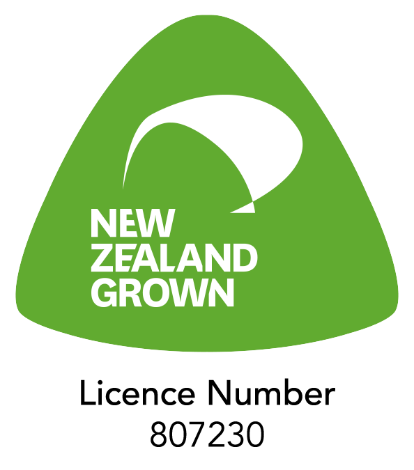 A green triangle with the words new zealand grown on it