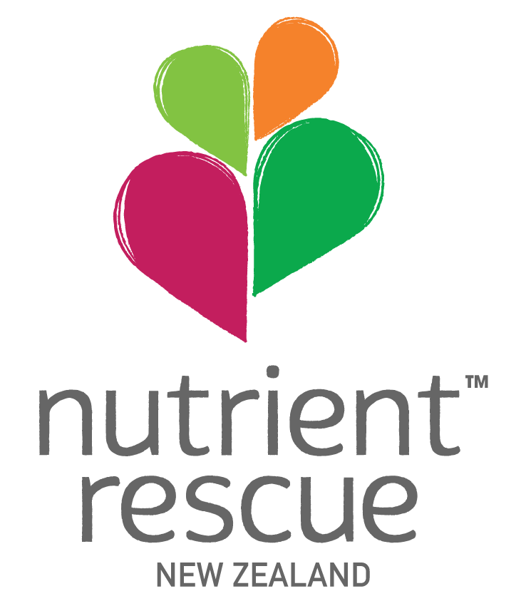 The logo for nutrient rescue new zealand is a colorful heart with leaves coming out of it.