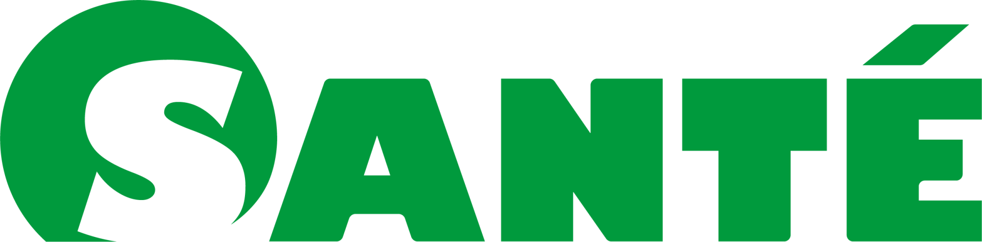 The word sante is written in green letters on a white background.