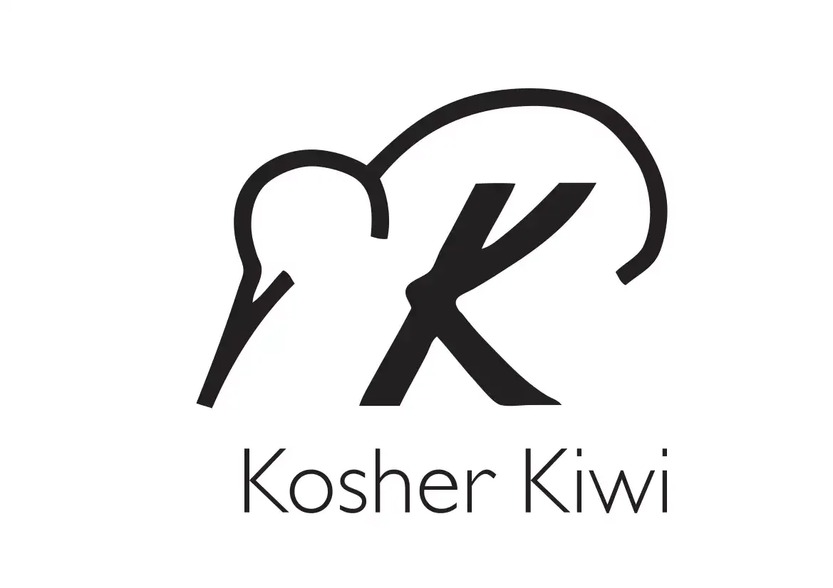 A black and white logo for kosher kiwi