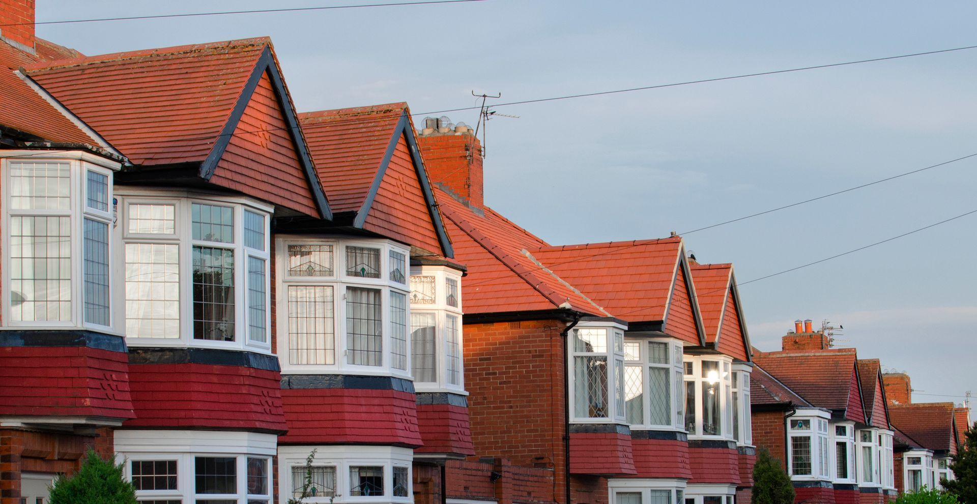 Row of traditional terraced houses in North East England