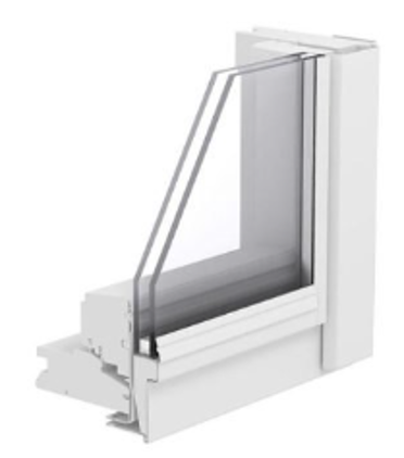 Un primer plano de una ventana con marco blanco y cristal.