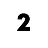 A black number two on a white background.