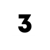A black number three on a white background.