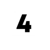 A black number four on a white background.