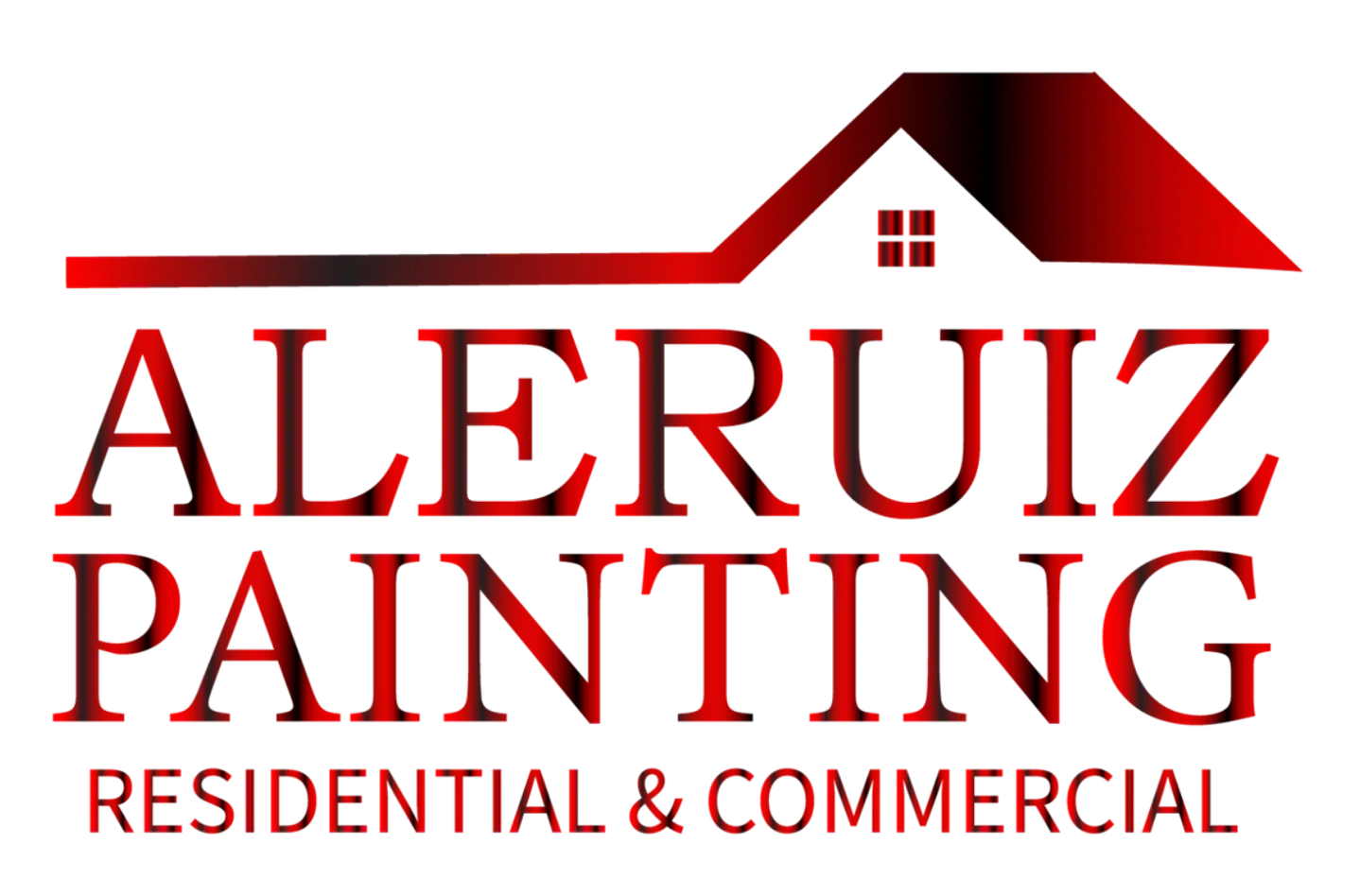 Logo for Aleruiz Painting: Red house silhouette with company name and