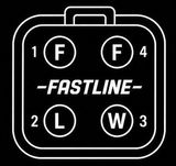 Black luggage-style icon with “FASTLINE” and four labeled circles: F, F, L, W.