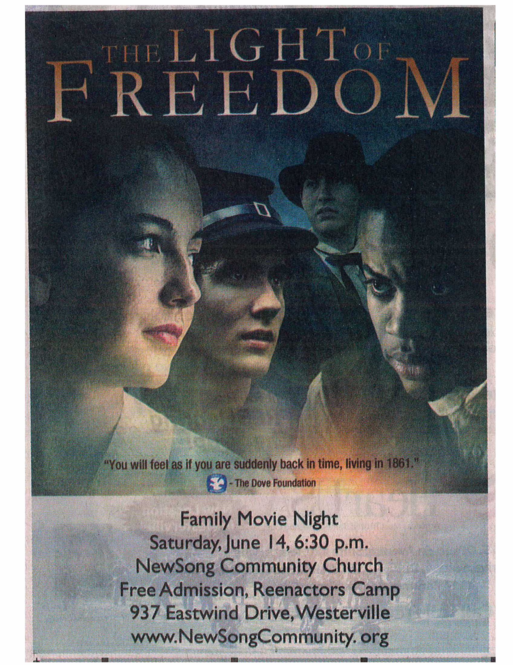 A poster for a movie called the light of freedom