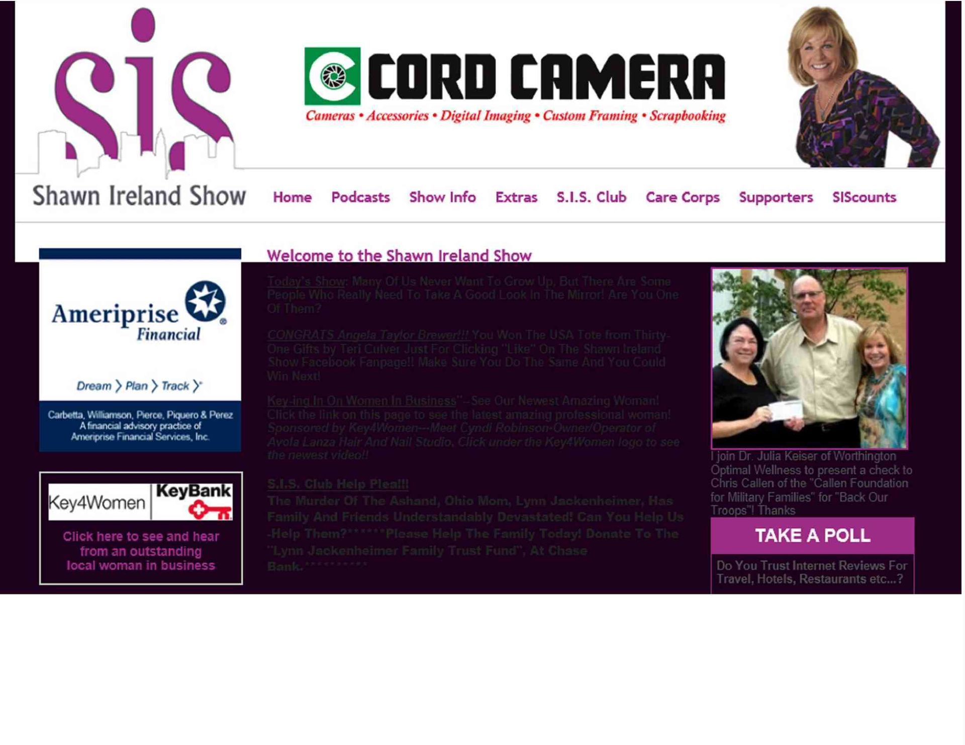 A website for the shawn ireland show is displayed