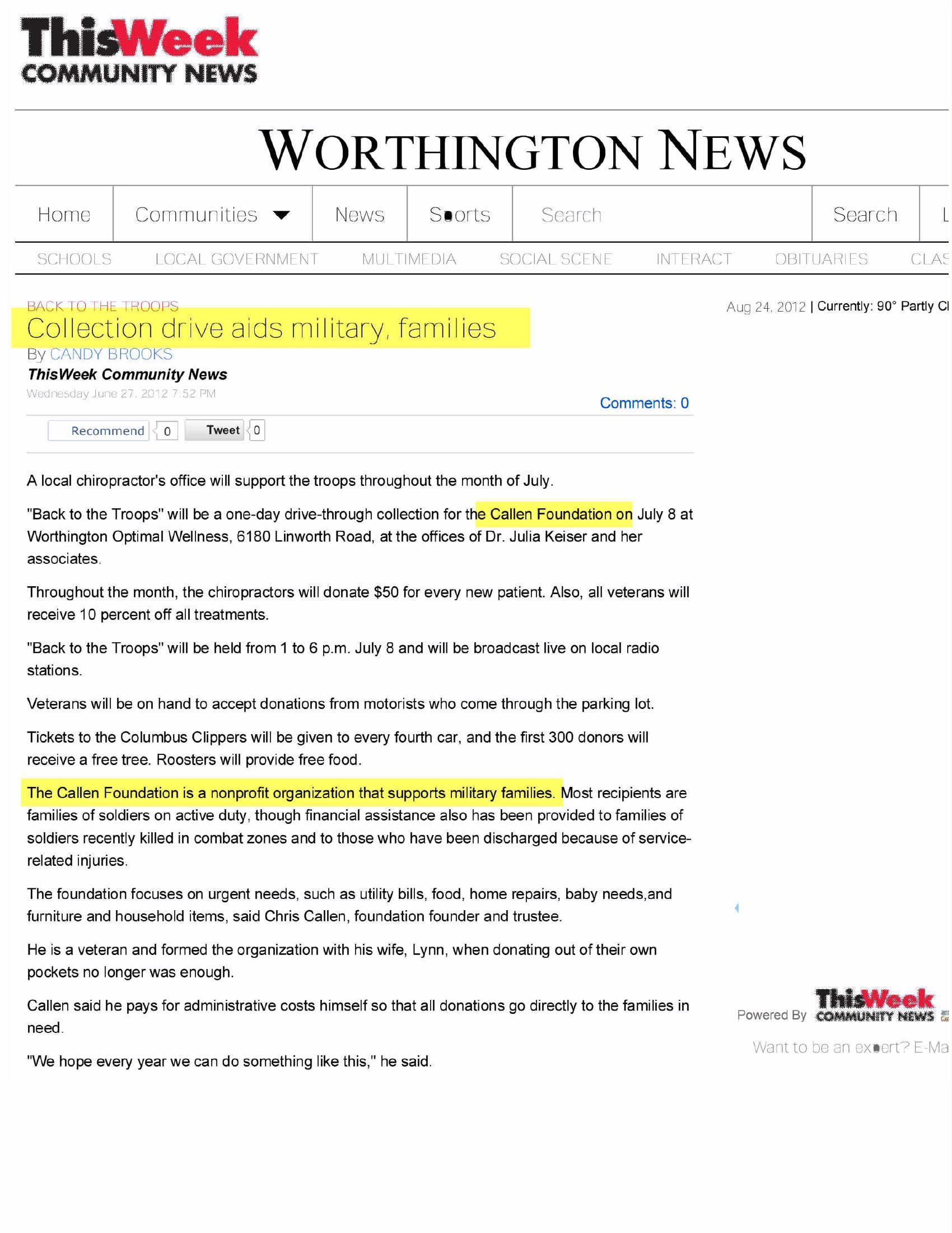 A worthington news article is displayed on a white background.