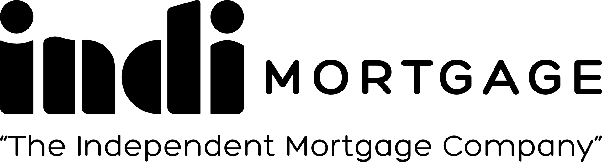The logo for indi mortgage is black and white and says `` the independent mortgage company ''.