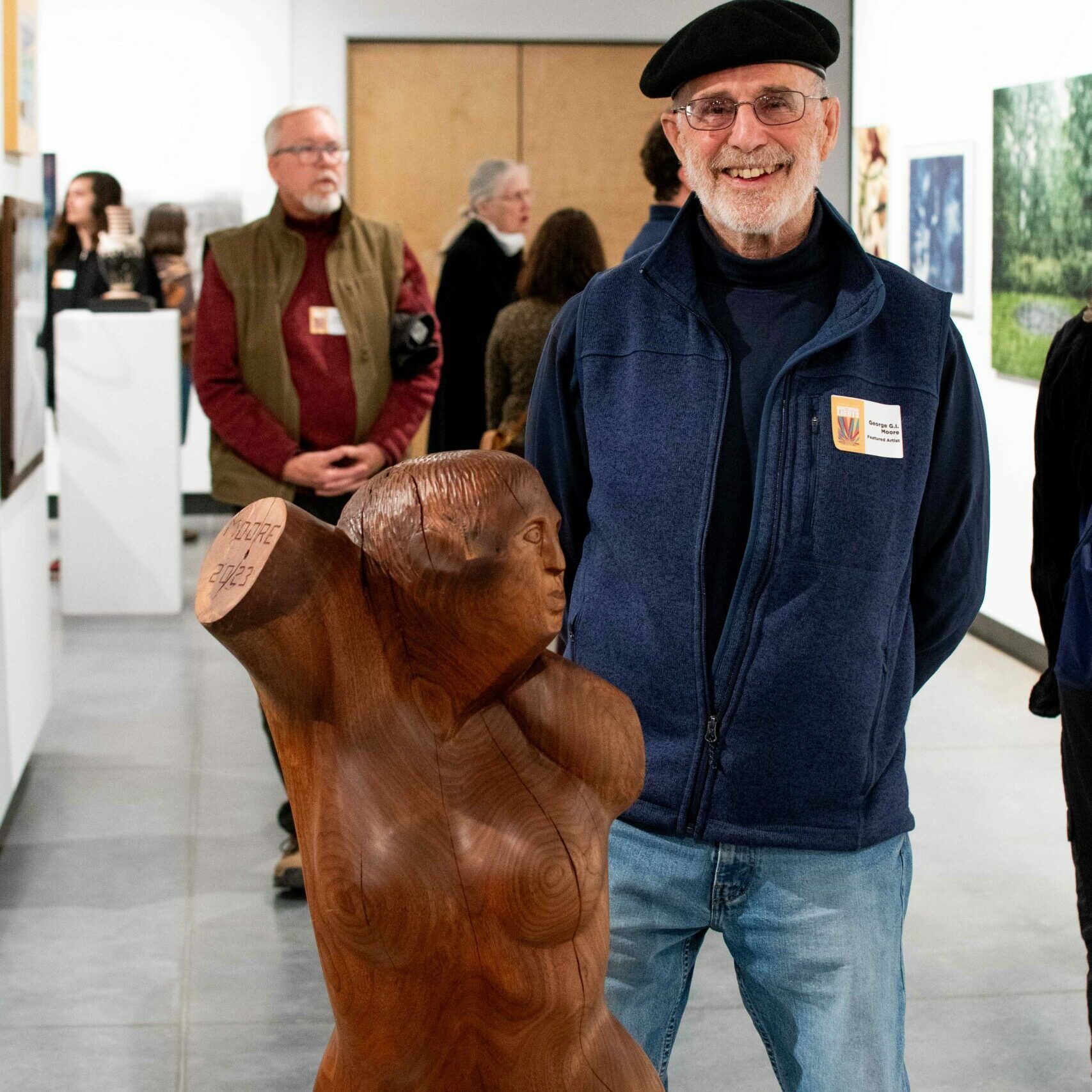 George GI Moore and walnut sculpture 
