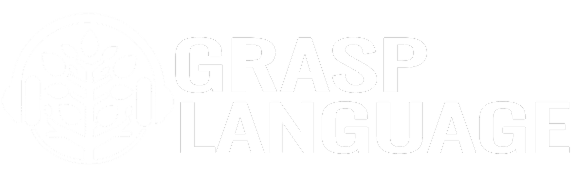 The words grasp language are written in white on a white background.