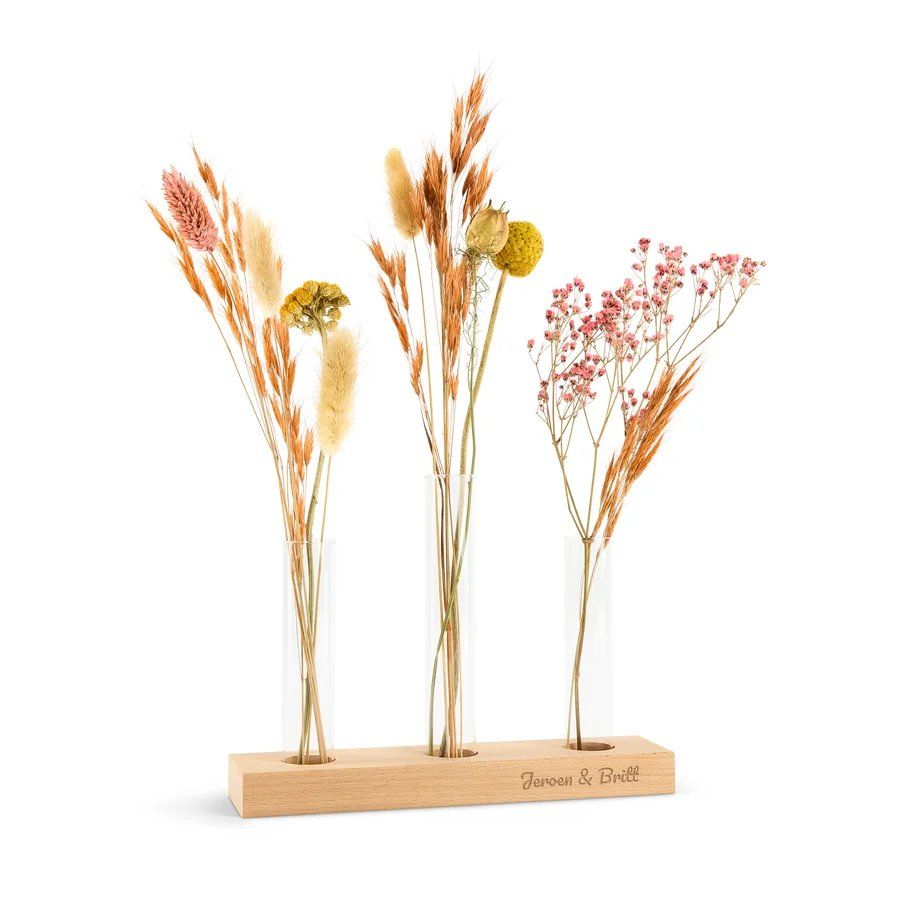 Droogbloemen 3 vaasjes - Cadeau voor de juf