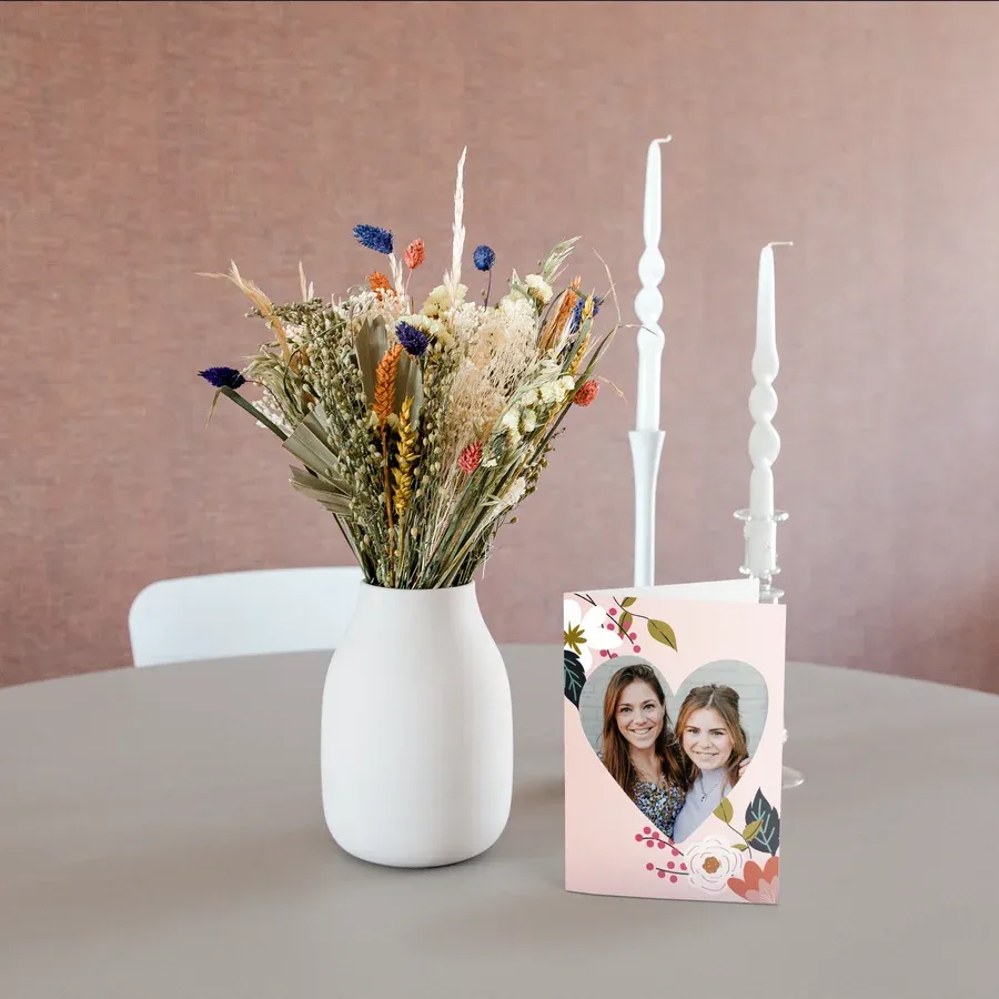 Droogbloemen met kaart
