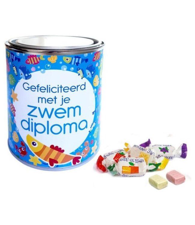 Zwemdiploma Snoepblik - Zwemdiploma cadeau