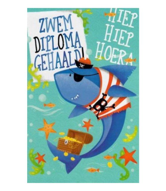 Haai zwemdiploma kaart - Zwemdiploma cadeau