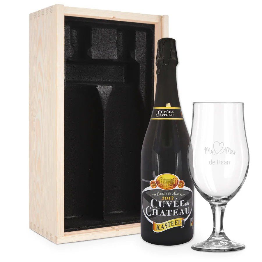 Kasteel Cuvée Chateau Bierpakket met Gegraveerd Glas - Cadeau 60 jaar