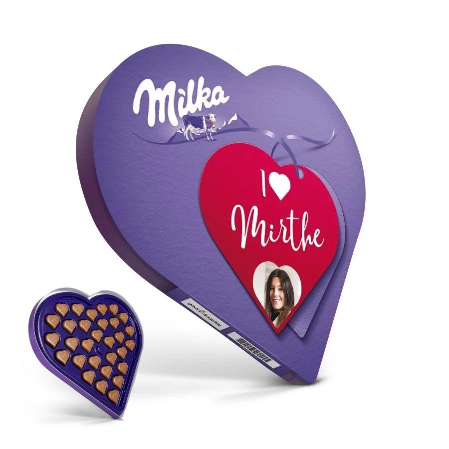 Milka Hart met naam en foto - Chocolade cadeau
