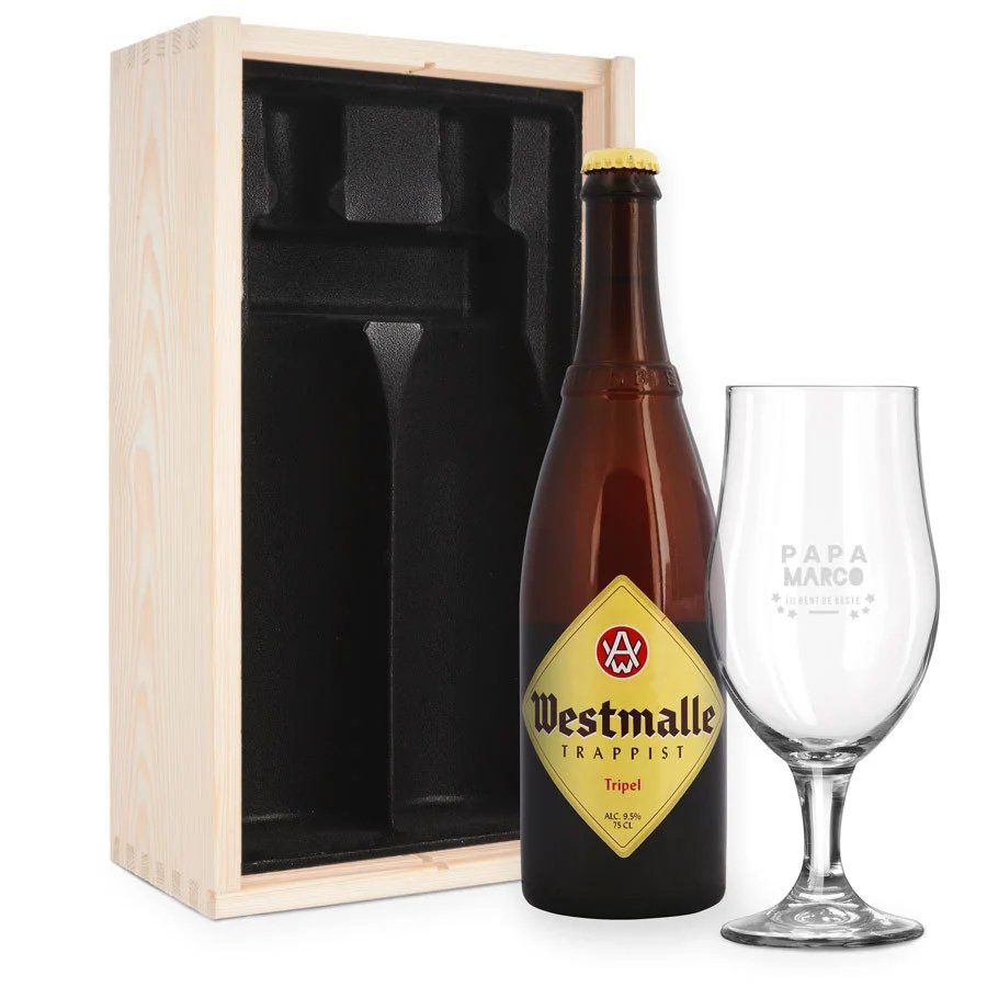 Westmalle tripel Bierpakket met Gegraveerd Glas - Cadeau 60 jaar
