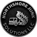 Northshore Junk Solutions LLC logo with a tow truck lifting a dumpster on a black circle badge