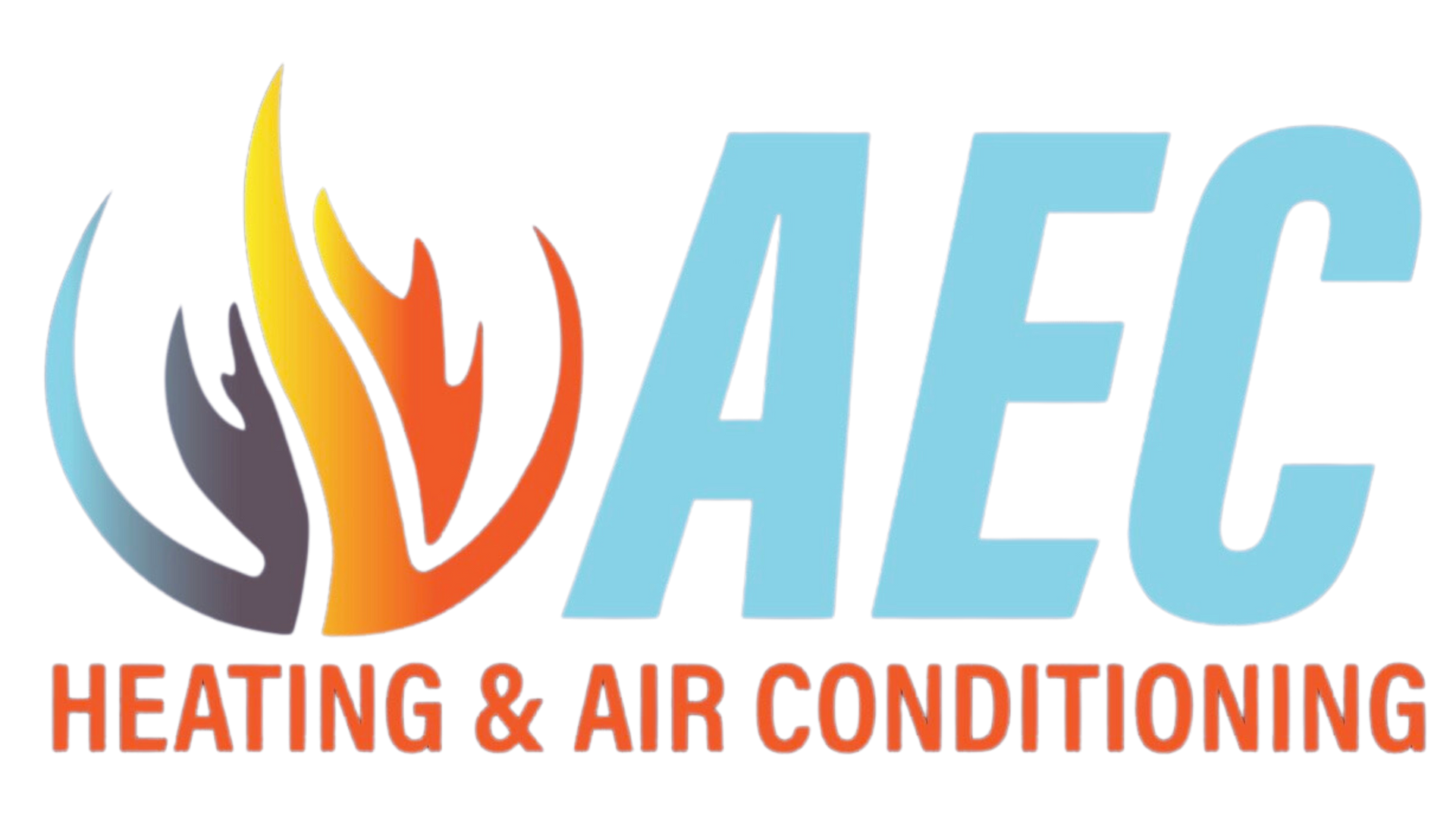 AEC Heating & Air Conditioning logo with blue “AEC” text and orange flame icon