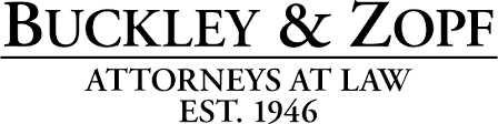 Buckley & Zopf Attorneys at Law logo with established 1956 text