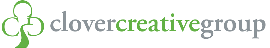 The logo for clover creative group is green and white