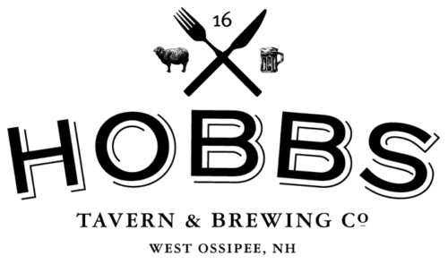 A black and white logo for hobbs tavern & brewing co.
