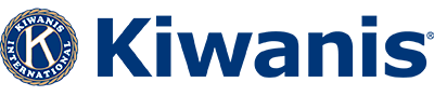 A blue and white logo for kiwanis on a white background