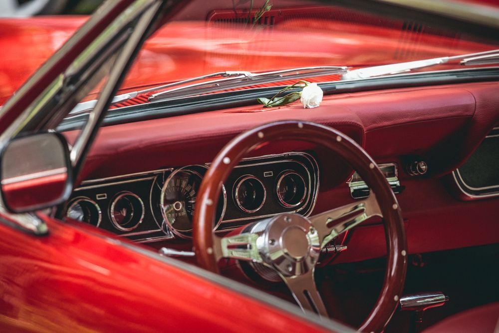 Red Retro Car — Classic Car Hire in Dundowran Beach, QLD