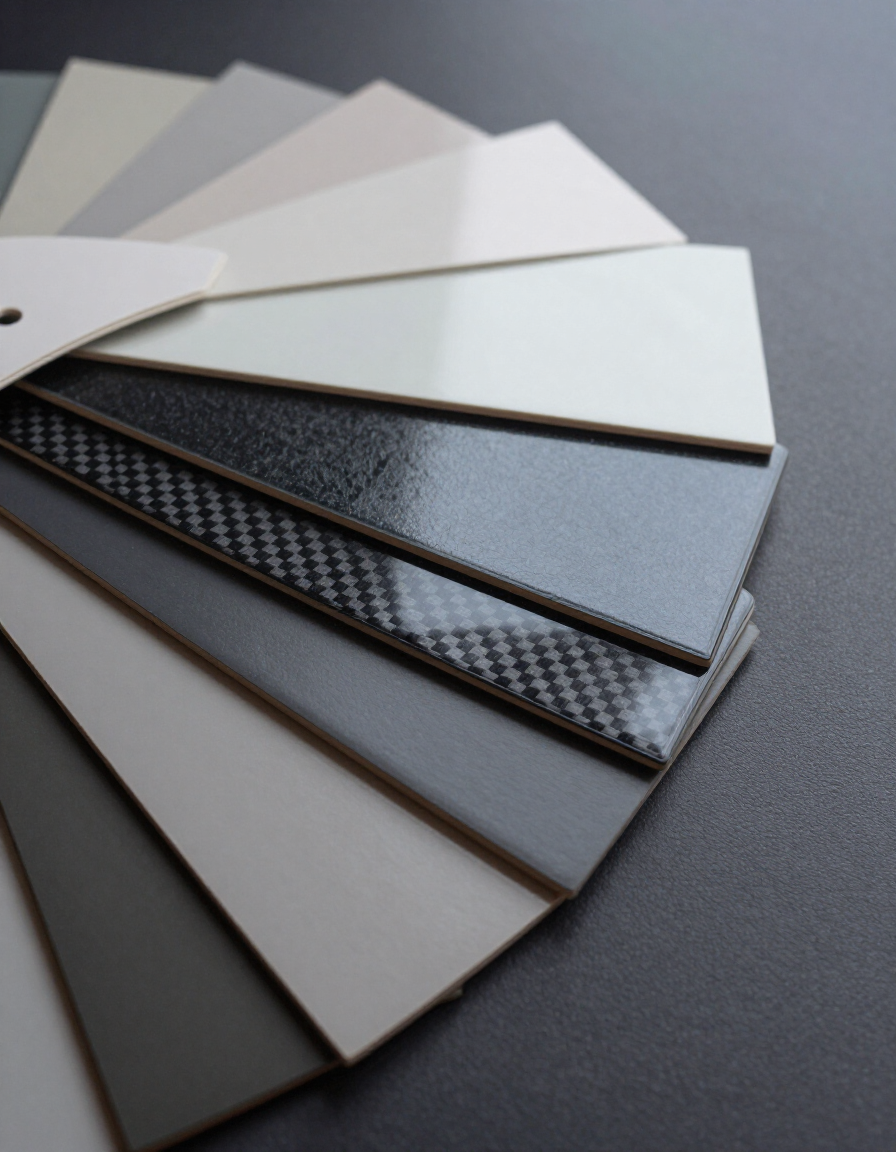 Vinyl wrap color swatch samples showing various finishes