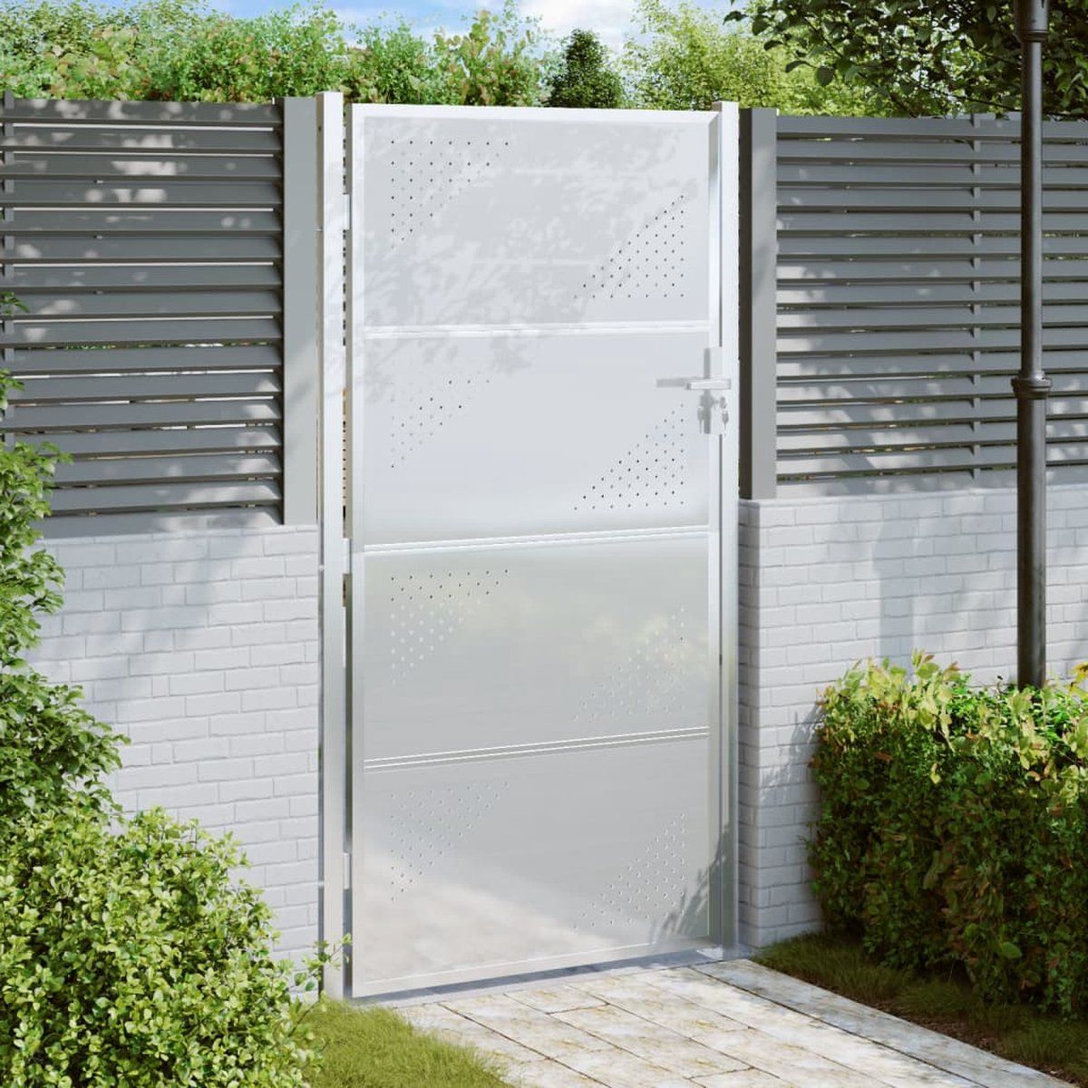 vidaXL - Tuinpoort - 100x200 - cm - roestvrij - staal