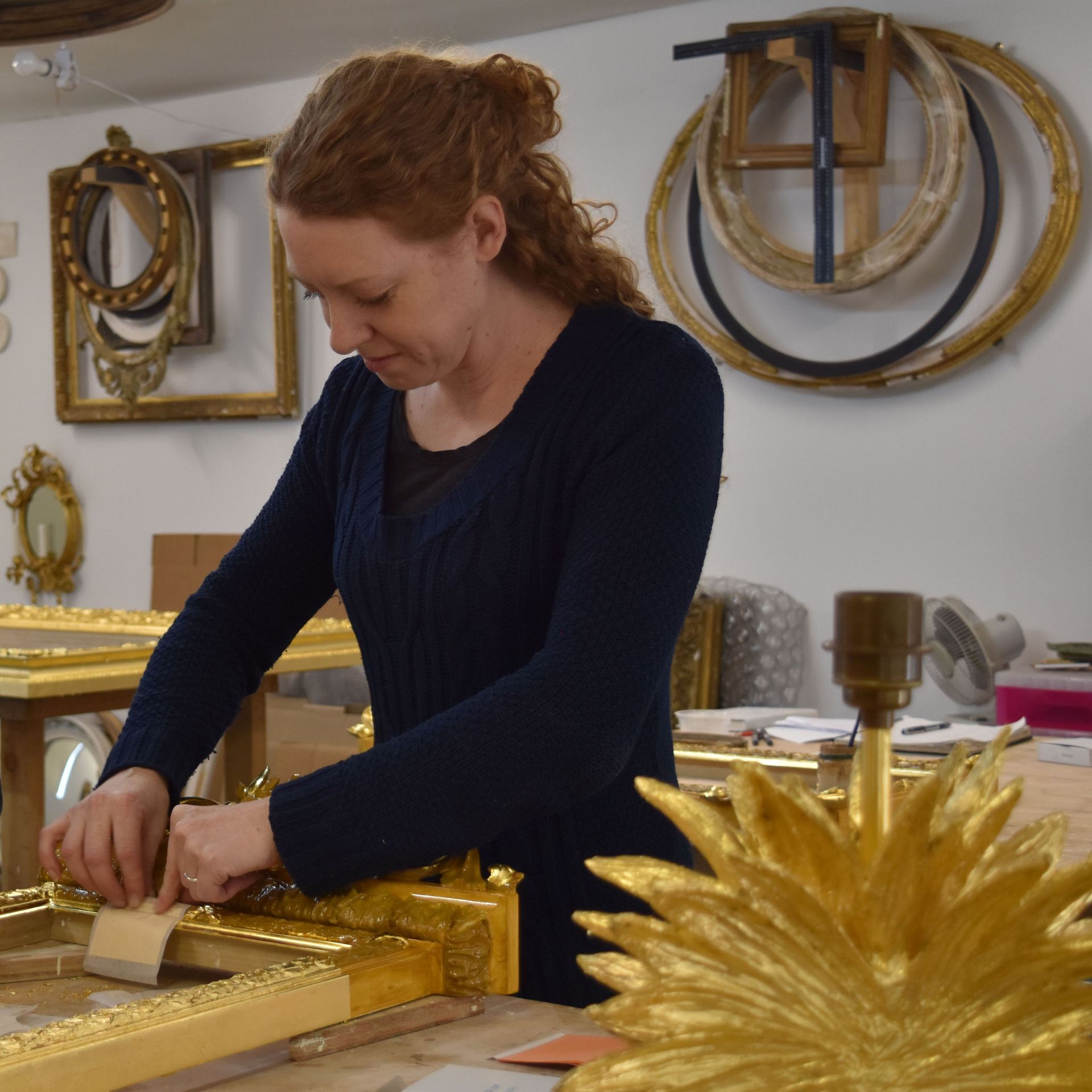 Ruth Tappin, restorer of gilded antiques.