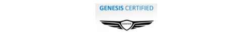 Genesis Certified Collision Repair Center logo. Black and white winged emblem with text to the right.